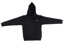 Load image into Gallery viewer, Front profile of the Bill Dance logo hoodie showing a screen-printing of the autograph logo in Vols orange